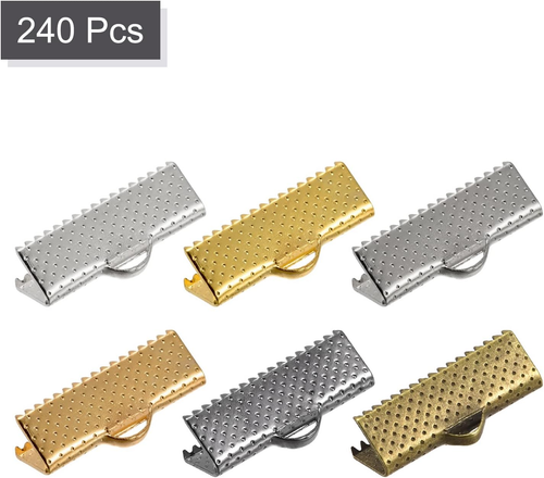 240Pcs Ribbon Crimp Clamp Ends, 20Mm Bookmark Pinch Cord End Clasps for DIY Craf - Picture 3 of 7