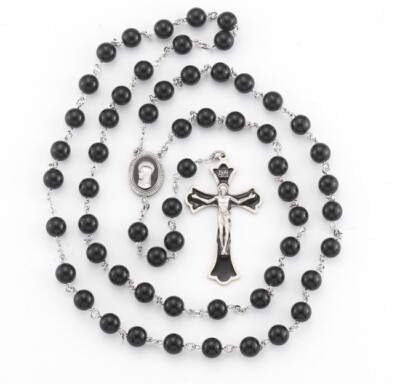 8 mm Onyx New England Pewter Rosary PR780OXE
