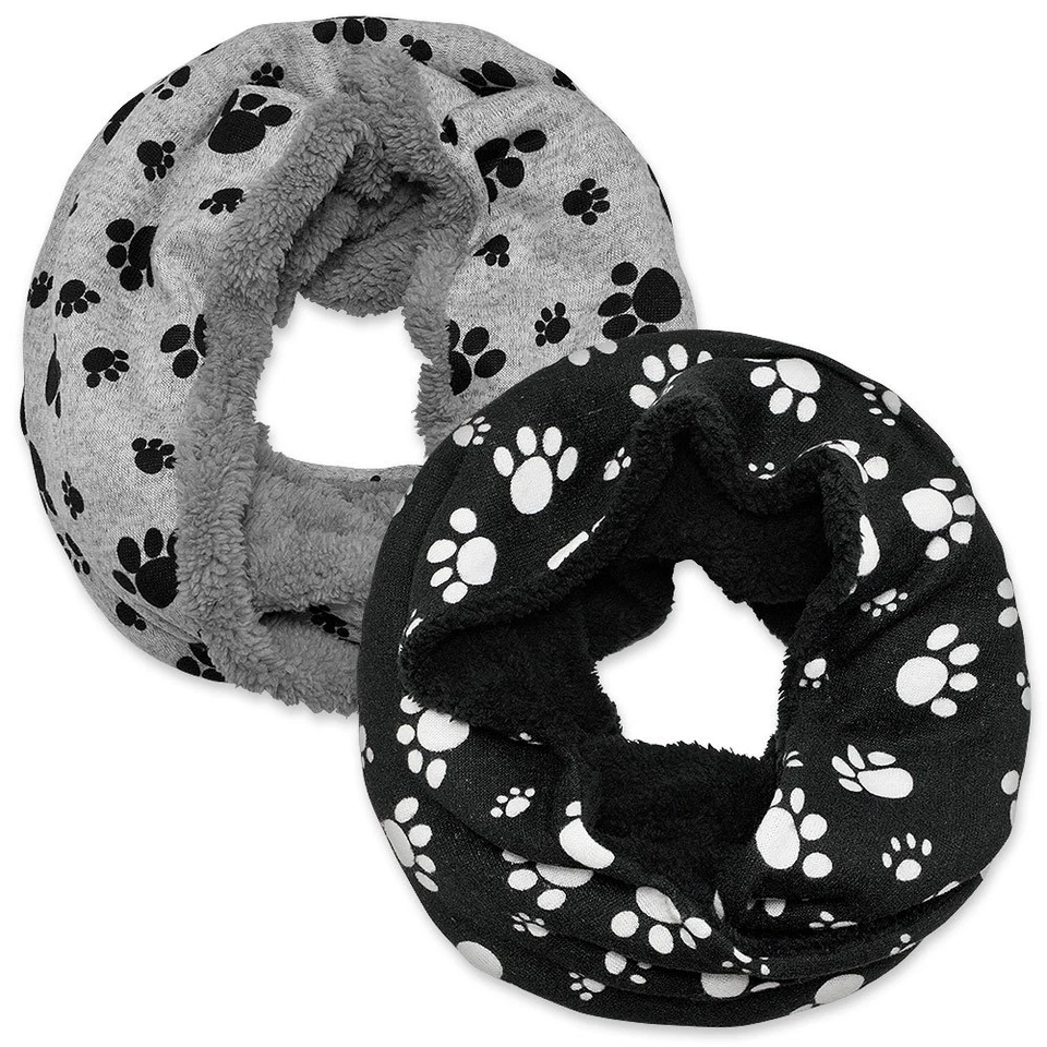 kuscheliger Loopschal mit Tatzen und Fell in Schwarz oder Hellgrau