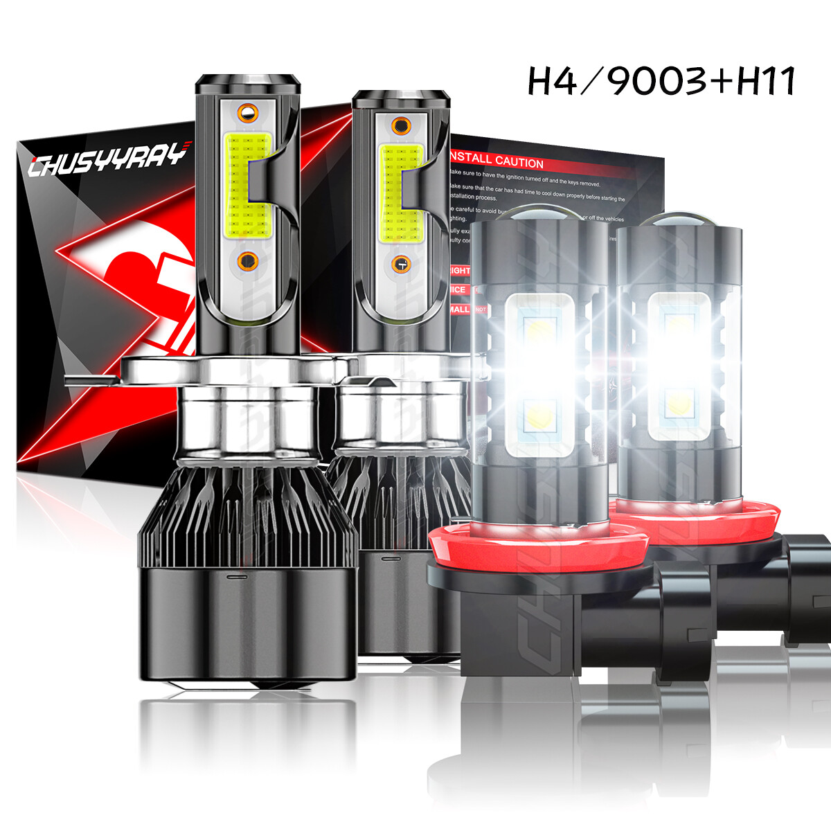 For Pontiac Vibe 2003 2004 2005 2006 2007 2008 LED Headlight+Fog Lights Bulbs 6K