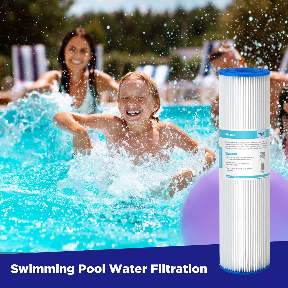 10"x2.5" Washable Pleated Well Water Purifier System Sediment Filter Replacement