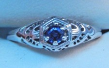 .25 Ct. Round Faceted Sapphire Sterling Silver Filigree Ring Free Sizing