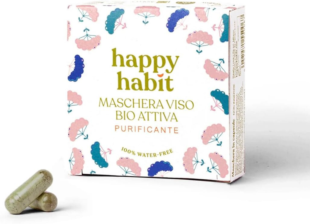 Happy Habit Maschera Viso in Polvere Bio Attiva Purificante Vegano 5 Capsule
