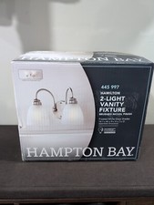Hampton Bay Hamilton 2-Light Brushed Nickel Vanity Light w/ Frosted Glass Shades