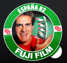 Werbe-Aufkleber Karl Heinz Rummenige Fußball WM Spanien España 1982 FUJI Film