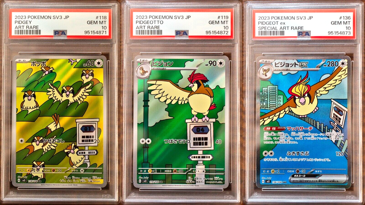 PSA 10 Pidgey Pidgeotto Pidgeot SEQ set Ruler of Blak Flame PSA 10 Pidgey Pidgeotto Pidgeot SEQ set Ruler of Blak Flame