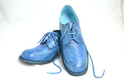 HERRENSCHUHE HANDARBEIT VINTAGE BLAU HELLBLAU ECHT LEDER MADE ITALY VERSCHIEDENE FARBEN