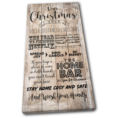 Vintage Shabby Chic Xmas 2020 Christmas SINGLE Leinwand Kunst Bild drucken