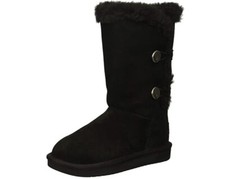 Kinslei Koolaburra Girls Black Fur Lined Tall Boots Size 12 little Kids