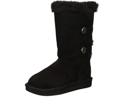 Kinslei Koolaburra Girls Black Fur Lined Tall Boots Size 12 little Kids 