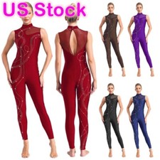 Women's Gymnastics Unitard One Piece Sleeveless Dance Bodysuits Skating Jumpsuit