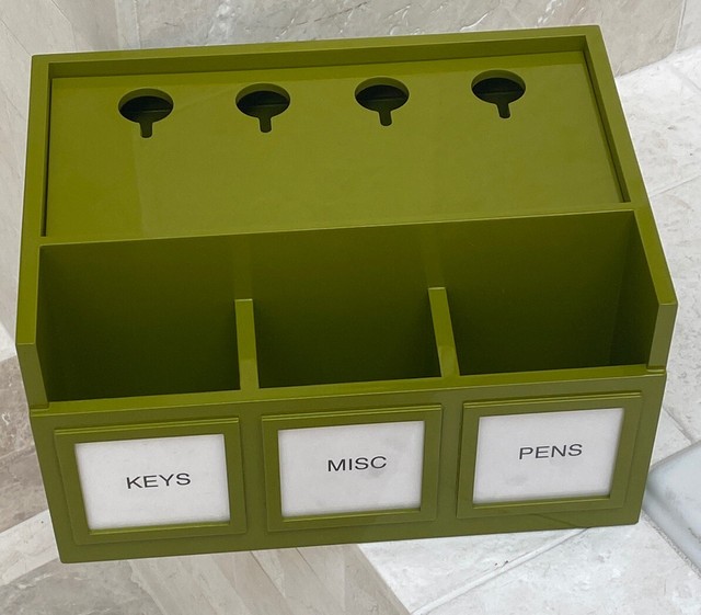 Pottery Barn Desk Organizer Green Acrylic Finish 4 Outlets, Cubicles