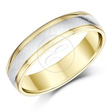 9ct Two Colour Yellow & White Gold Wedding Ring Court Shape 5mm,6mm Band