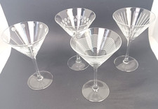 Mikasa Cheers Martini Glasses Etched Lot of 4 Different Designs 7.5" Dots Spiral