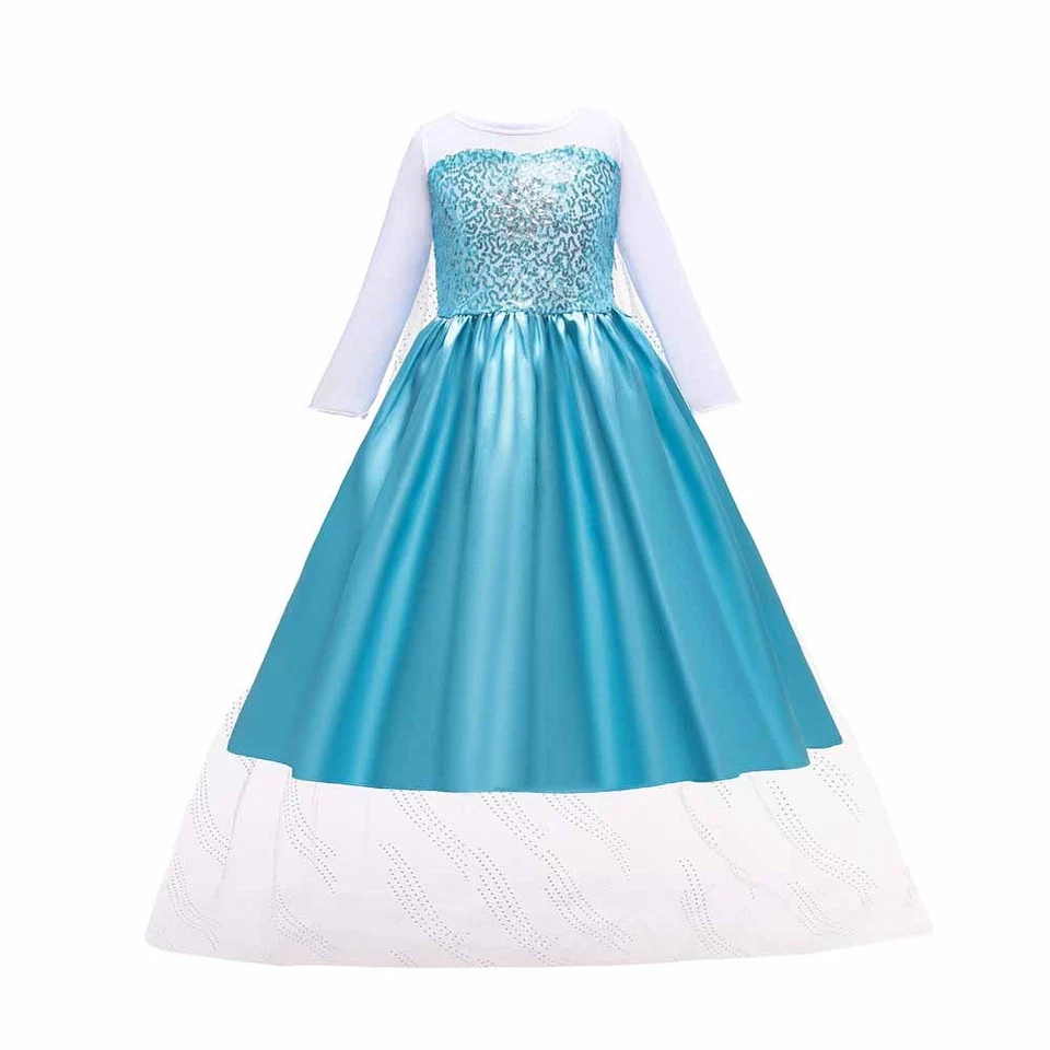 Disney Niñas Princesa Frozen Vestido Elsa Anna Fiesta Boda Cumpleaños Vestido Elegante Foto 3 de 4