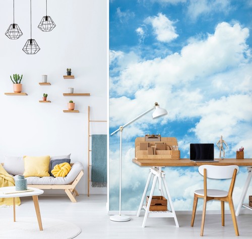 3D bleu ciel nuage ZHUB1495 papier peint mural amovible auto-adhésif achats Amy