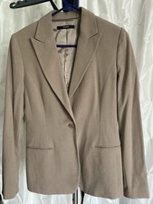 Tahari Arthur S. Levine Long Tailored Blazer, Women  s M, Beige, Single Button
