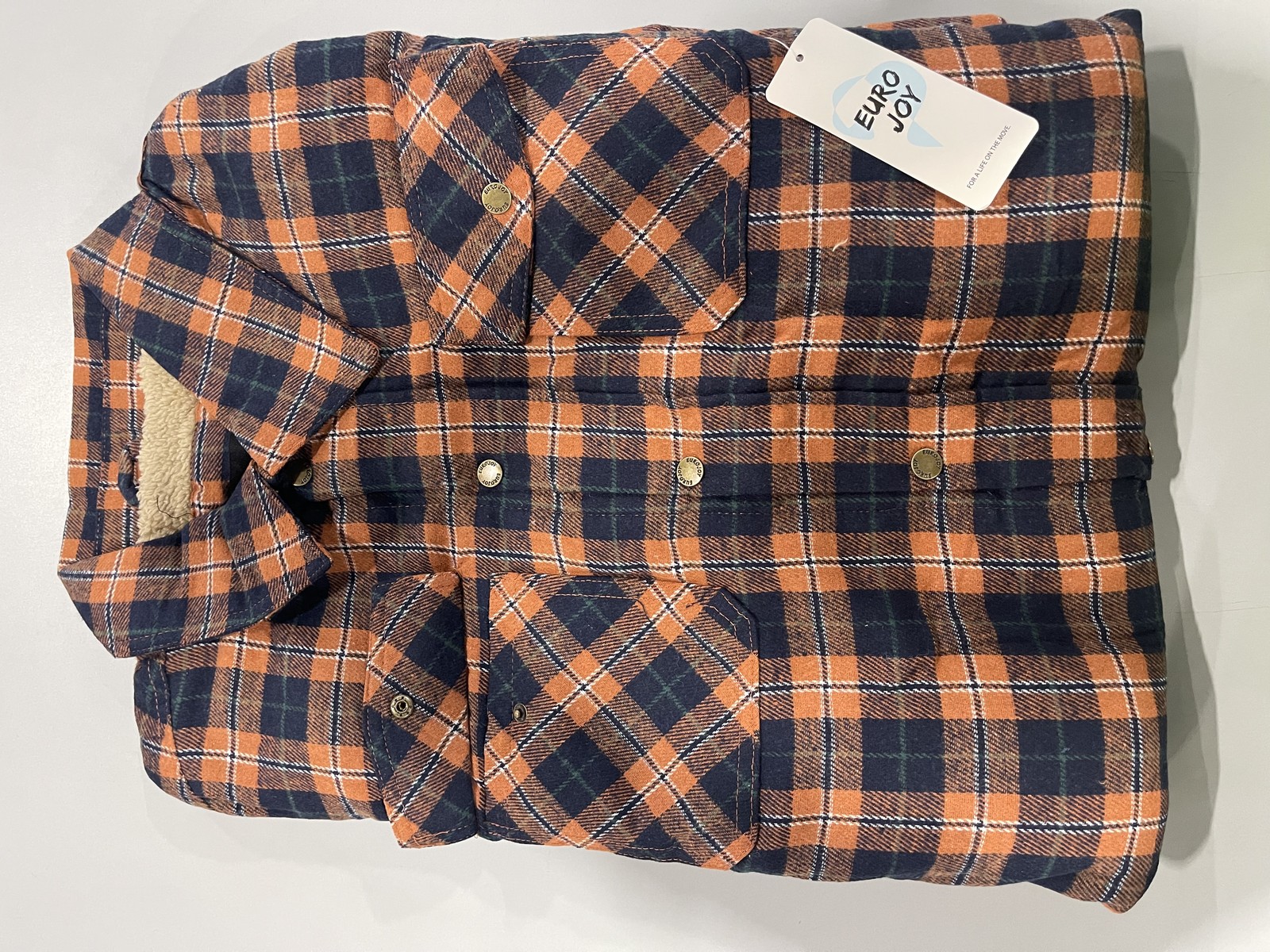 МУЖСКАЯ ФЛАНЕЛЕВАЯ КУРТКА-РУБАШКА НА ПОДКЛАДКЕ ИЗ ШЕРПА EURO JOY - РАЗМЕР: МУЖСКОЙ 2XL - ЗОЛОТОЙ/ЧЕРНЫЙ