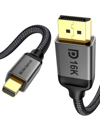 Silkland 16K Mini DisplayPort to DisplayPort 2.1 Cable, [16K@60Hz, 8K@120Hz, 4K@
