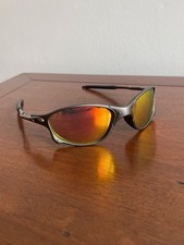 Retro Oakley-Like Juliet Y2K Sports Sunglasses. Red/Orange Lens. No Case