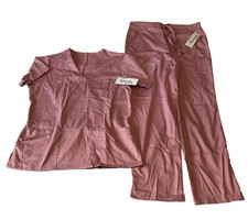 Buttersoft Scrub Top And Pant Set Womens Size M Pink Pockets V Neck Stretch
