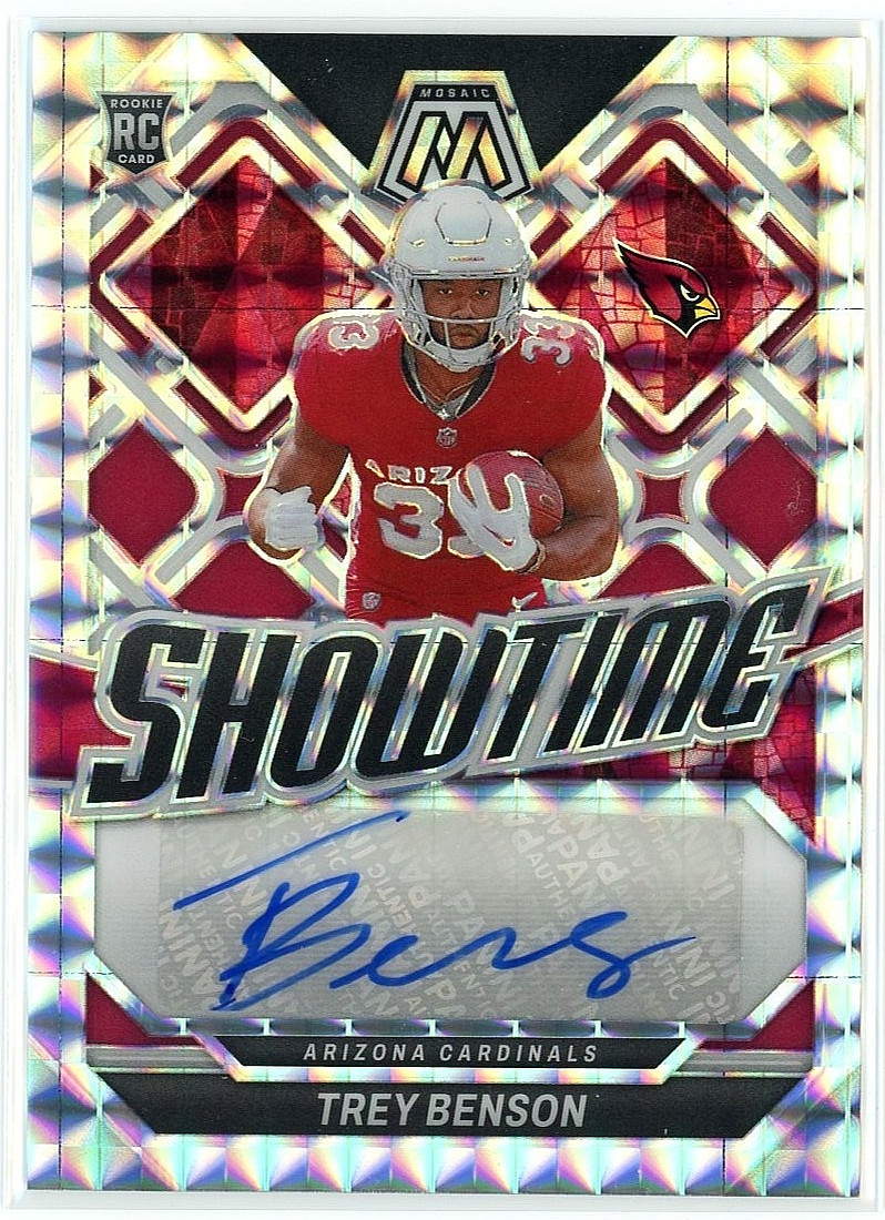 2024 Panini Mosaic Trey Benson Showtime Signatures Rookie Auto Silver Prizm RC