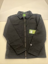 JOHN DEERE BOYS JACKET SIZE Medium 8 BLACK CANVAS TRUCKER Jacket quilted NEW