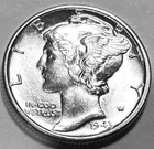 1943 P MERCURY DIME SUPERB GEM BU +  No Reserve  *J1952