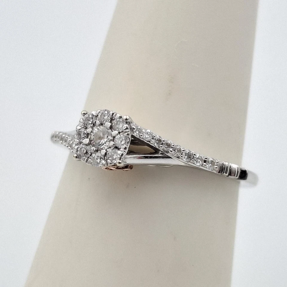 Enchanted Disney Belle 10K 2-Tone Gold 1/5ctw Diamond Promise Ring Size 7 - Image 4 of 4