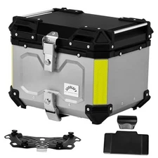 Motorcycle Top Case Motorcycle Tail Box Bag, Aluminum Top Trunk 45L Silver-45L