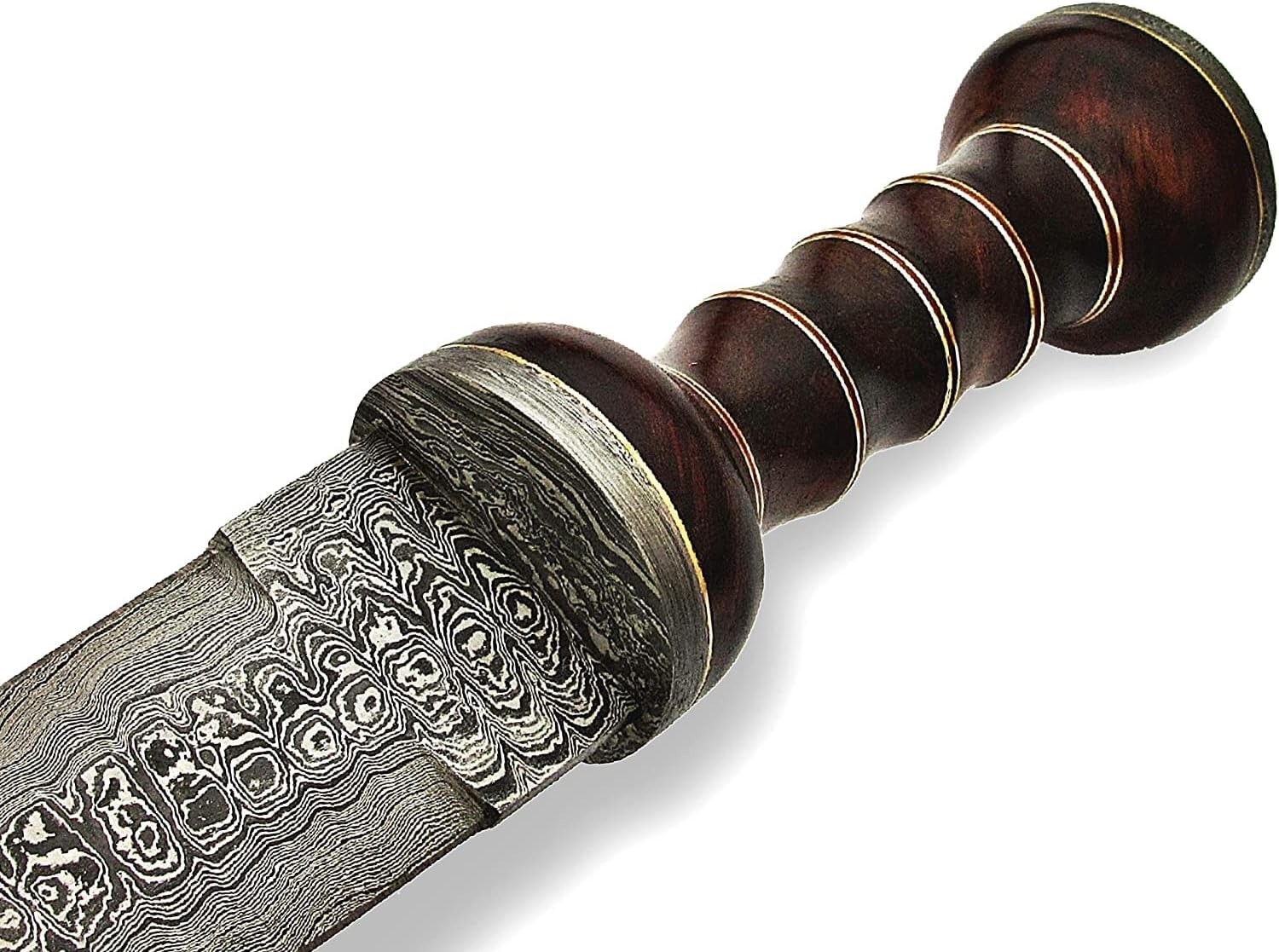 Custom Handmade Damascus Steel 15 Inches Dagger Knife - Wooden/Brass ...