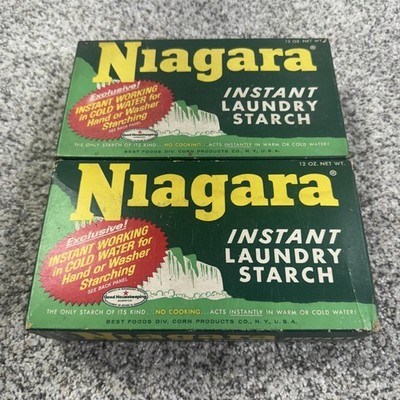 Vintage Niagara Instant Laundry Starch 12oz Boxes Lot of 2 Cold Water USA Made