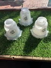 Set 3 Vintage Milk Glass Lamp Shades Blue Floral Ruffle Bell Light Fixture