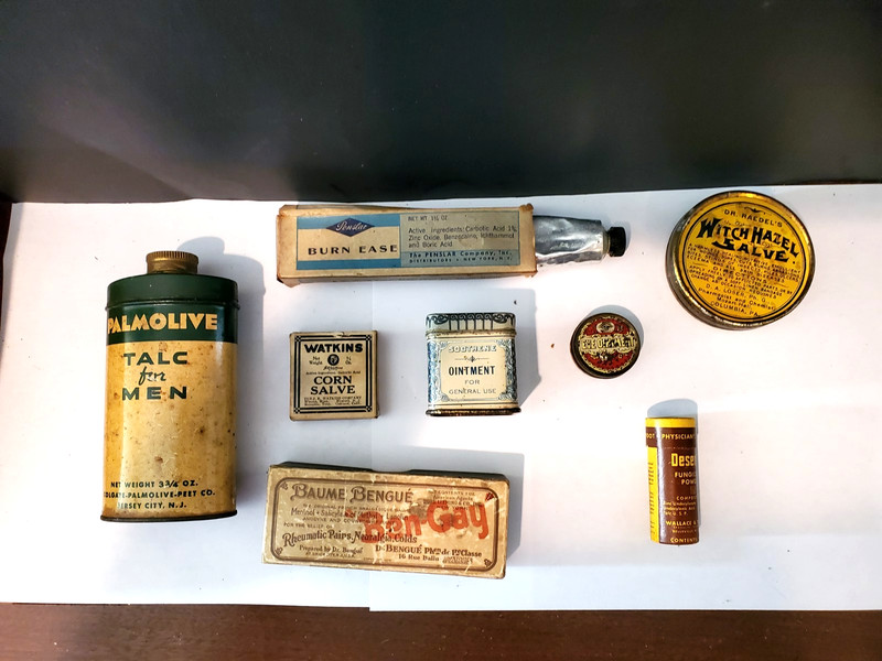 Six vintage tins/boxes for topical skin and eye treatment