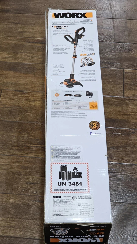 WG163 WORX GT 3.0 20V PowerShare 12" Cordless String Trimmer & Edger *NEW* - Image 2 of 2