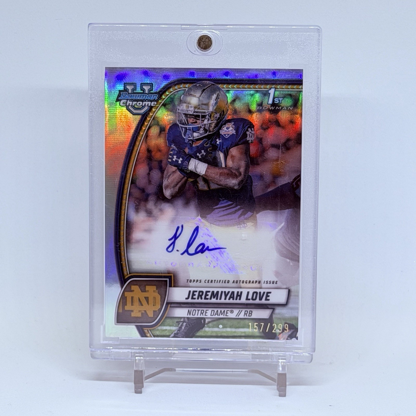 2024 Bowman University Chrome Jeremiyah Love 1st Refractor Auto /299 , RC, 🍀 🔥