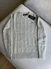 Polo Ralph Lauren Wool Cashmere Cable Knit Crew neck Jumper L vintage heather