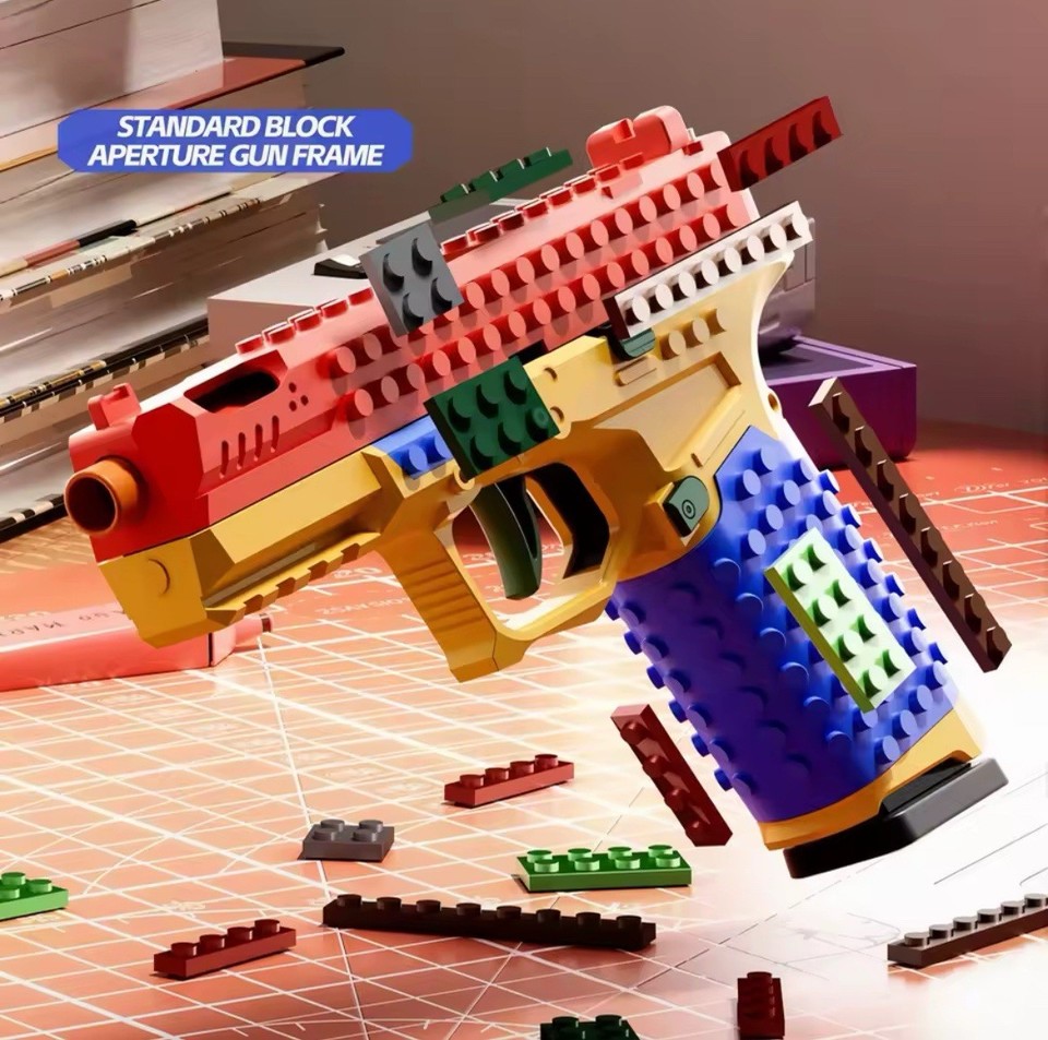 Building Block Shell Ejecting Pistol Toy Gun with Continuous Fire ...