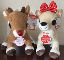 Rudolph the Red Nosed Reindeer RUDOPH CLARICE 10" Plush Music Lights NWT