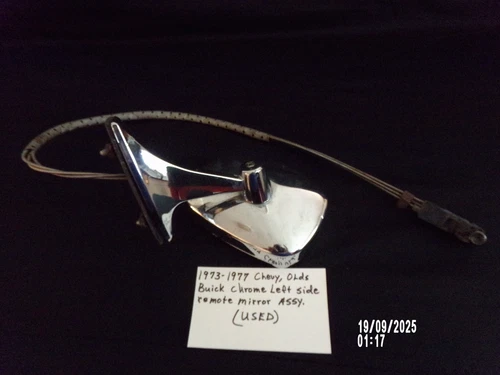 1973-1977 CHEVY, OLDS, BUICK, CHROME LEFT SIDE REMOTE MIRROR ASSEMBLY