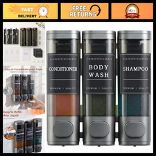 3 Chamber Wall-Mounted Shampoo Conditioner Dispenser - No Drill, Large Capacit