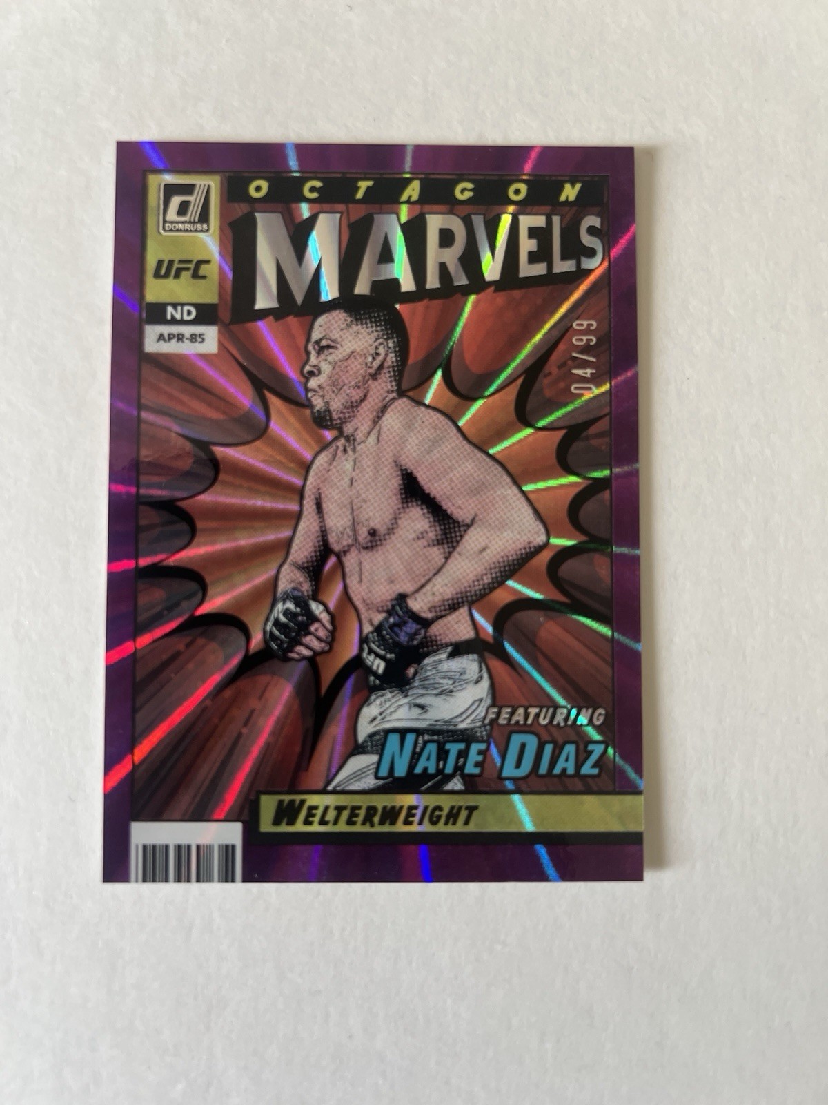 2022 Panini UFC Octagon Marvels Nate Diaz #14 Purple Lazer /99