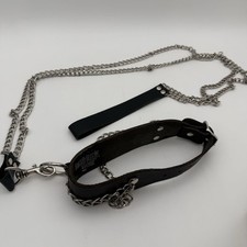 Chain Leash Collar With Leather Handle Elegant Moments L9166 Kinky