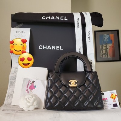 New Chanel Kelly mini Shopping Bag Black Lambskin Gold Hw Bag Yr 2026 Receipt 