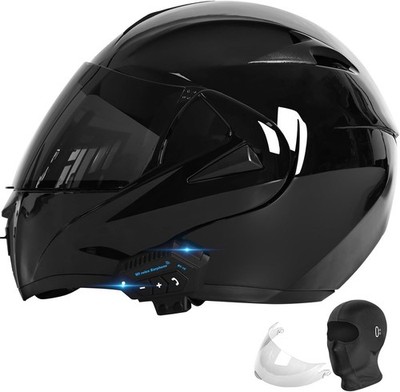Bluetooth Modular Motorcycle Helmet DOT/ECE Approved Full Face Flip up Anti-F...