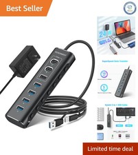 Aluminum 7-Port Powered USB Hub - Blazing-Fast 10Gbps Transfer Safety Features