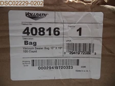 QTY=1 Box of 100: 40816 Vollrath Vacuum Sealer Bags 10" X 15"