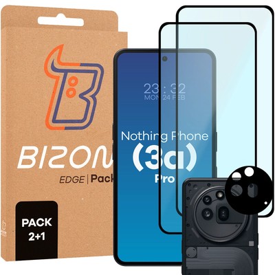 2x Schutzglas + Kameraglas für Nothing Phone (3a) Pro Bizon Displayschutzglas