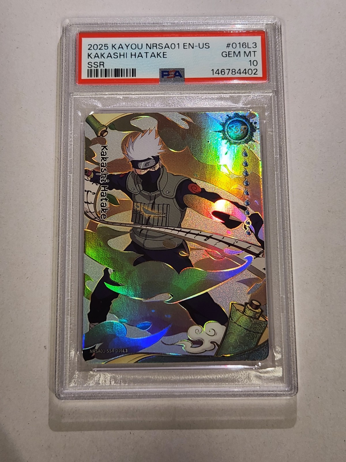 PSA 10 Kakashi Hatake NRSA01-SSR-016L3 Kayou Heaven Scroll Series 1 Naruto