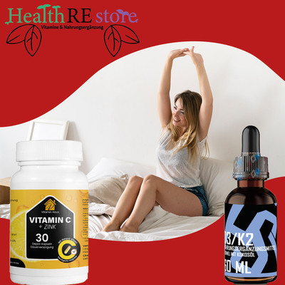 30 VITAMIN C KAPSELN + VITAMIN D3 K2 TROPFEN   Abwehr & Knochen   VEGANES BUNDLE